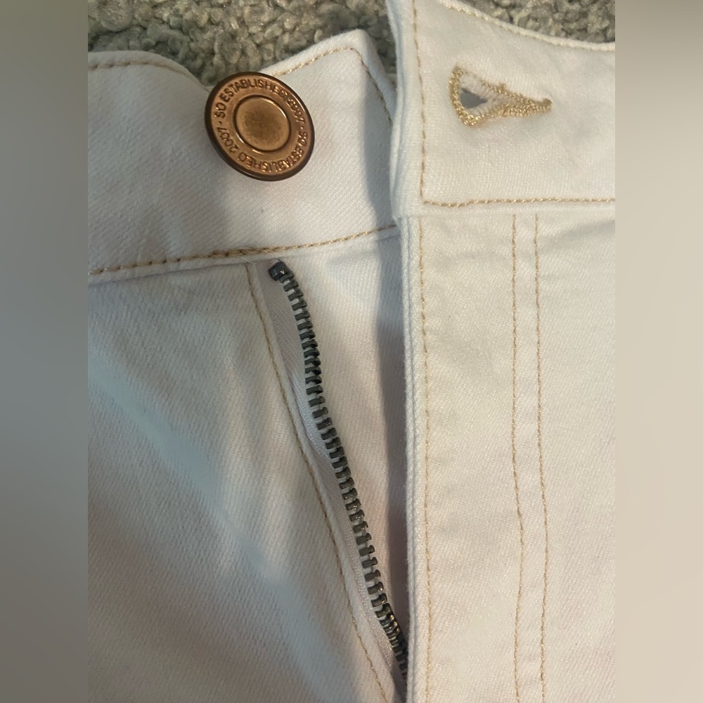 Distressed Ripped Denim Shirts / High Rise / Bleached White Denim - Picture 3 of 7